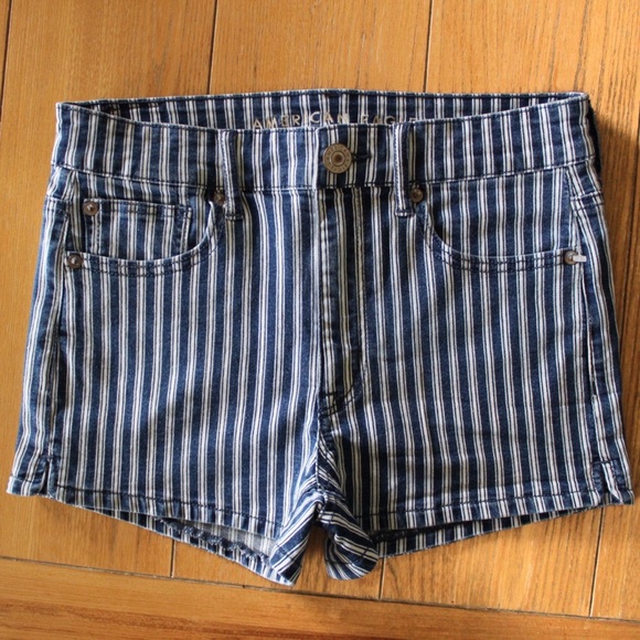 American Eagle Hi-Rise Shortie Striped Shorts 6 28 - Picture 1 of 6